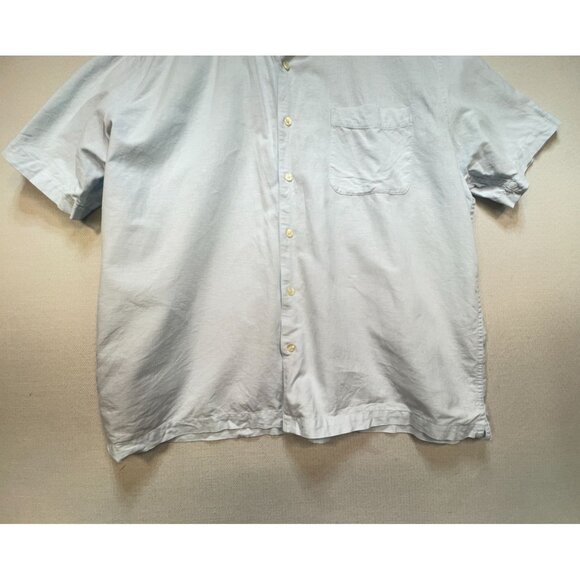 Old Navy Mens Short Sleeve Button Up Shirt Size L Blue Linen Blend Casual Travel - Picture 6 of 11